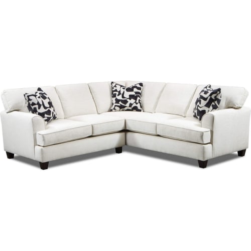 Spencer 2 Piece Sectional Sofa in Cream Chenille Fabric